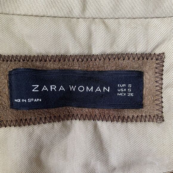 Zara Woman Jacket Womens Small Beige Khaki Casual Short Swing Buttons Chic Coat - Picture 4 of 9